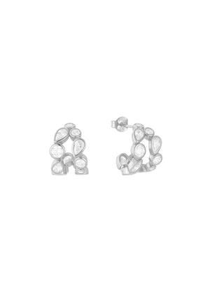 
                  
                    Load image into Gallery viewer, SIA CRYSTAL HOOP EARRINGS SILVER
                  
                