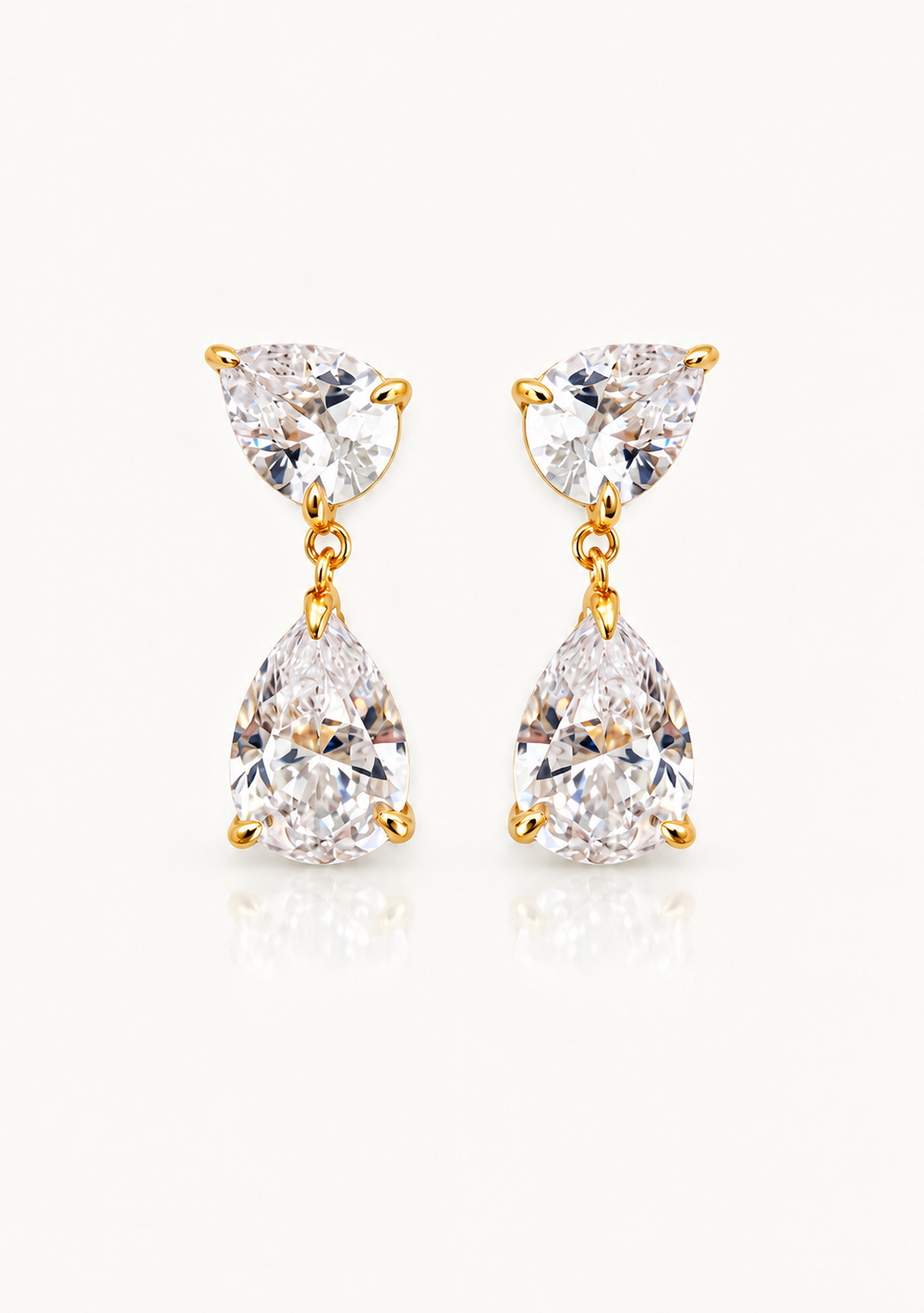 Stunning crystal pear gold bridal earrings for the modern bride
