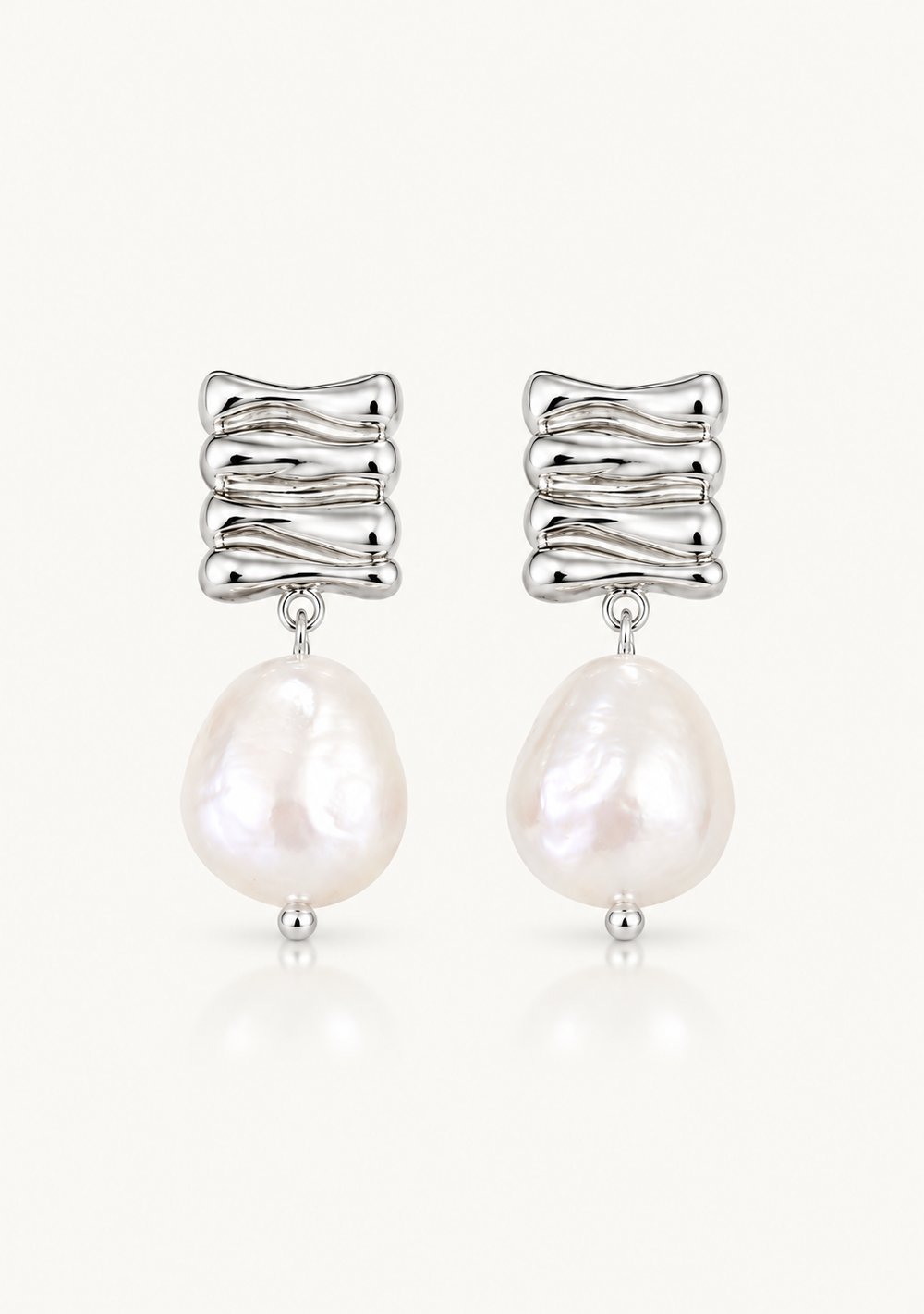 Modern silver statement wedding earrings