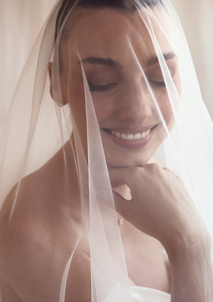 
                  
                    Load image into Gallery viewer, STEVIE IVORY MANTILLA LACE WEDDING VEIL
                  
                