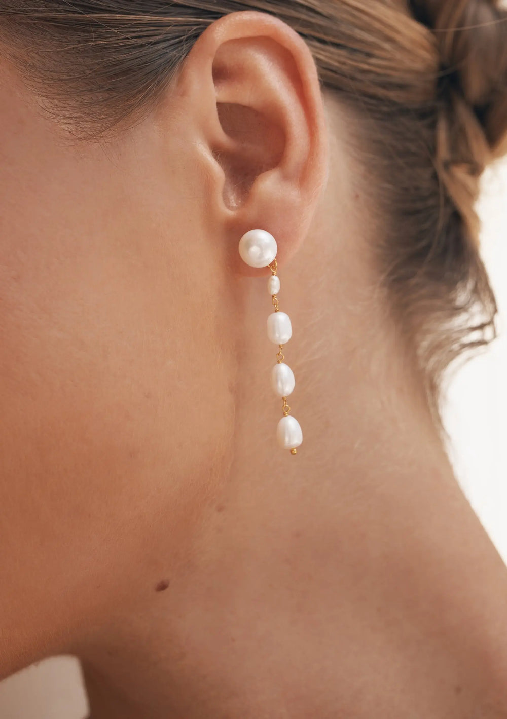 SUMMER PEARL DROP BRIDAL EARRINGS 18K GOLD Lolaknightofficial