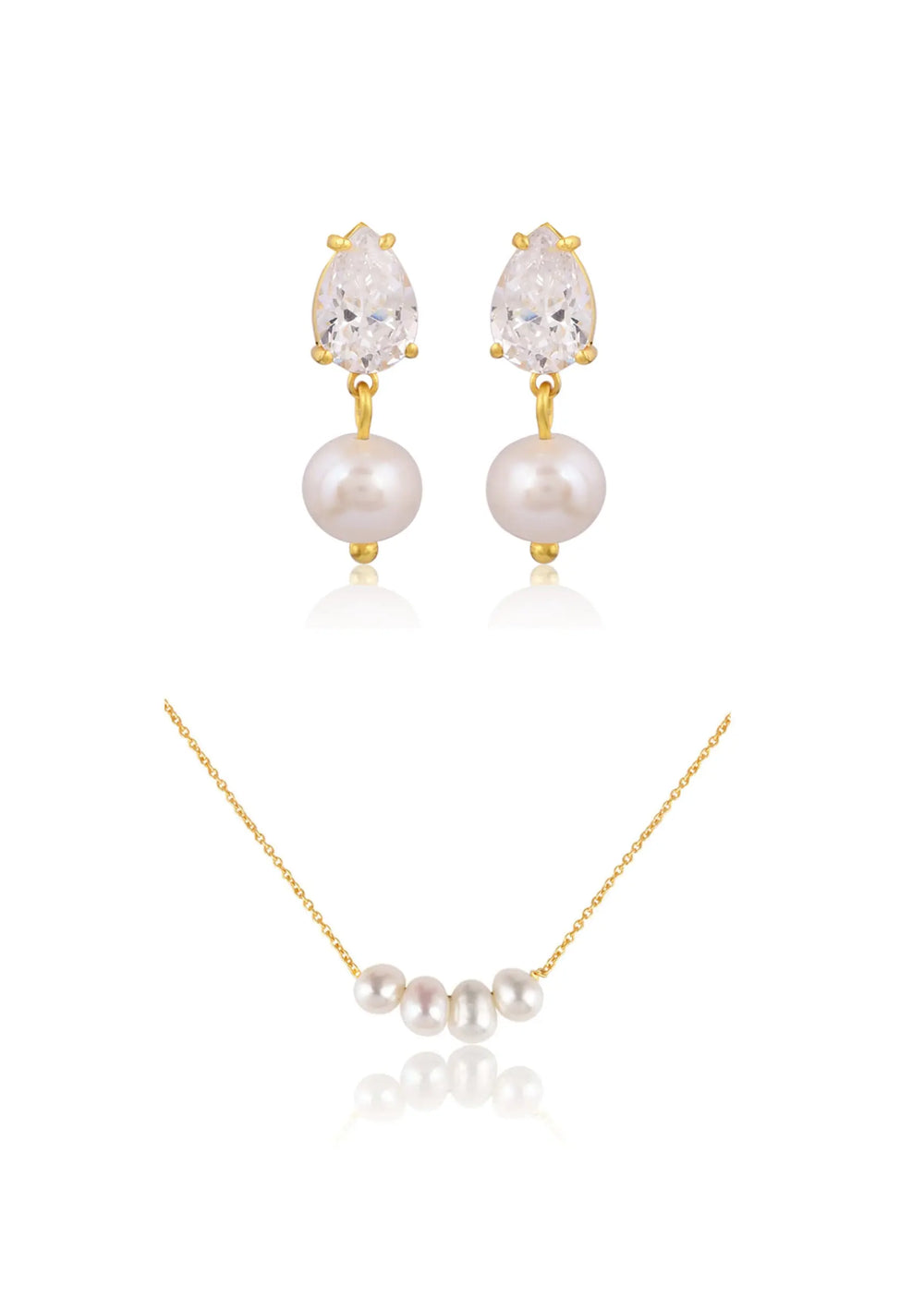 SUTTON EARRINGS & POPPY NECKLACE BRIDAL SET GOLD Lolaknightofficial
