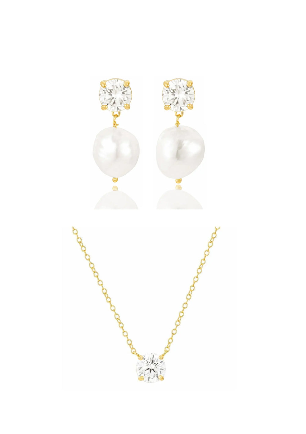 VIOLET EARRINGS & LILY NECKLACE BRIDAL SET 18K GOLD Lolaknightofficial