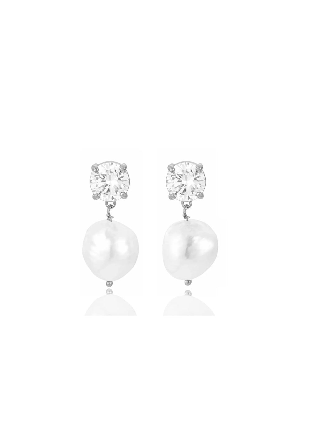 VIOLET CRYSTAL & PEARL BRIDAL EARRINGS SILVER Lolaknightofficial