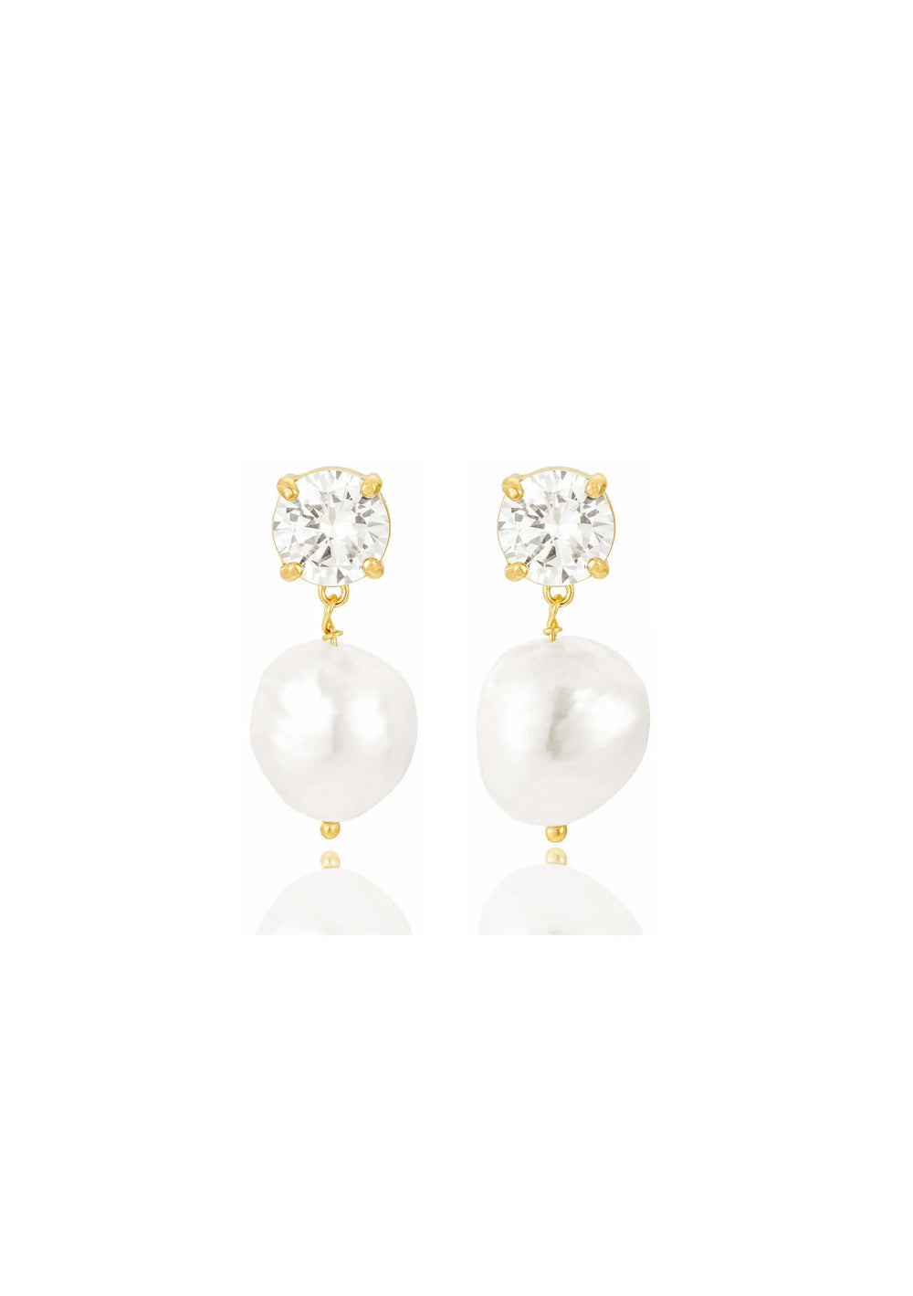 VIOLET CRYSTAL & PEARL BRIDAL EARRINGS GOLD Lolaknightofficial