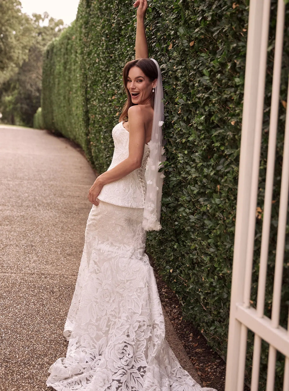 Pearl bridal veil in ivory tulle designed for modern brides and timeless wedding looks