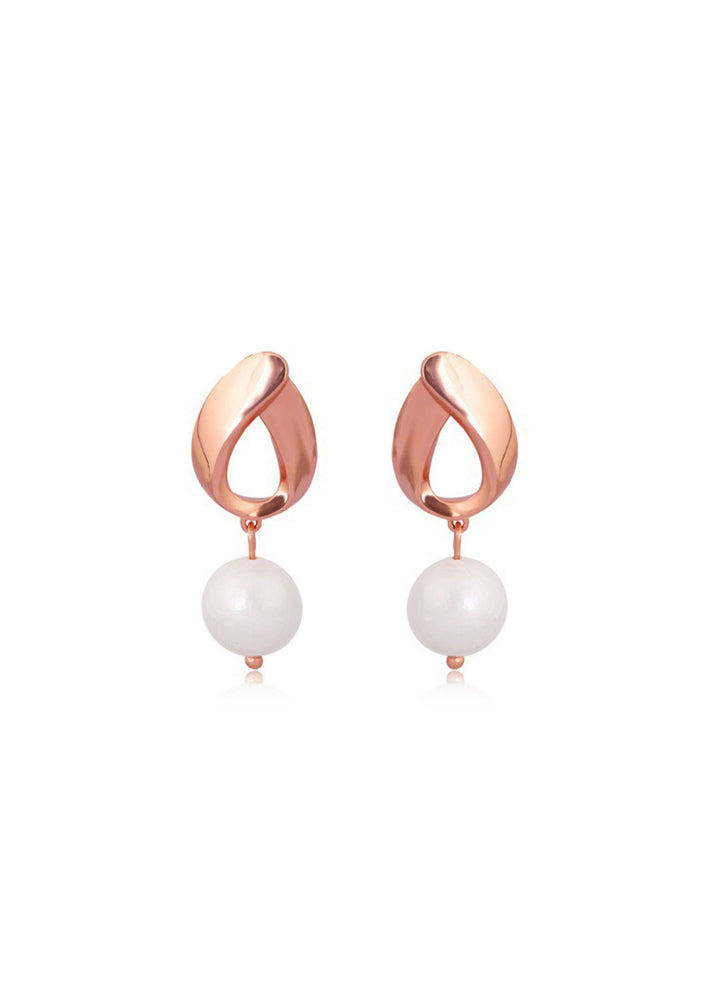 Elegant Bridal Pearl Drop Earrings in Rose Gold | Australia