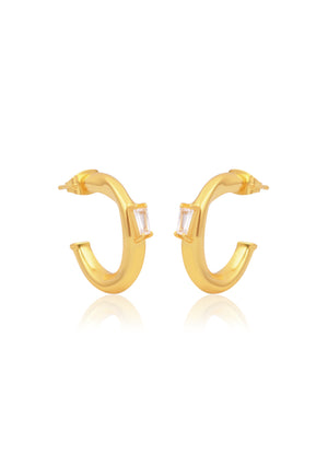 
                  
                    Load image into Gallery viewer, ZARA Cubic Zirconia 8ct Gold Modern Bridal Hoop Earrings
                  
                