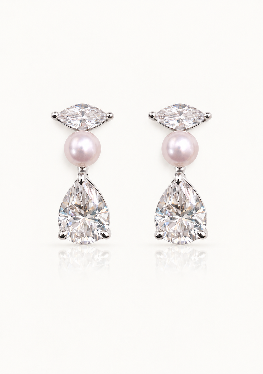 modern silver and pearl bridal earrings for the modern bride