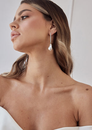
                  
                    Load image into Gallery viewer, Elegant Edie Silver Earrings - Bridal Jewellery Australia
                  
                