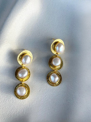 
                  
                    Load image into Gallery viewer, Emily Gold Earrings - Modern Bridal Jewellery Australia
                  
                