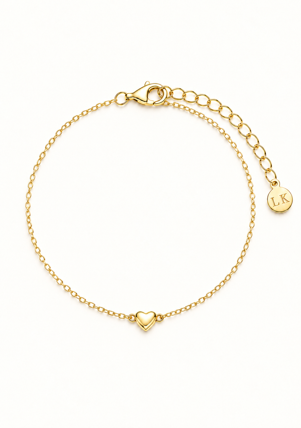 stunning minimal gold love heart bracelet. The perfect gift for a special loved one.