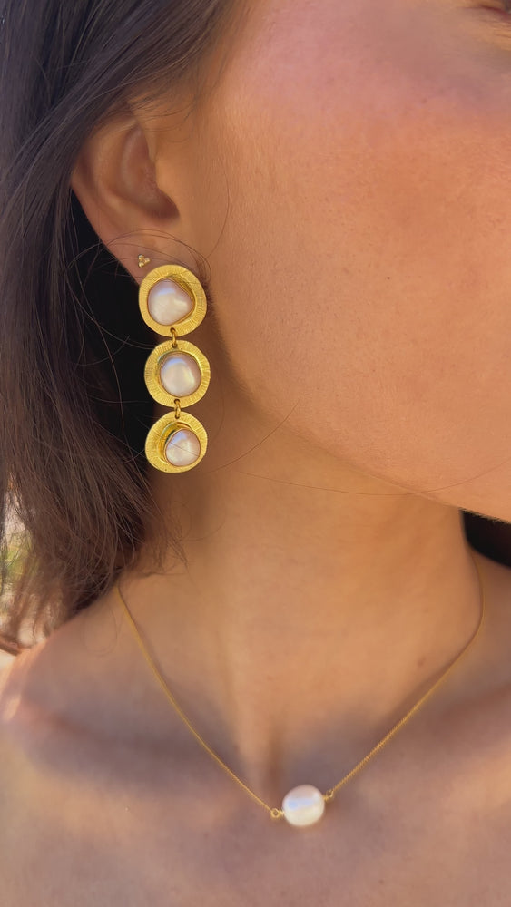 
                  
                    Load and play video in Gallery viewer, Emily Gold Earrings - Modern Bridal Jewellery Australia
                  
                