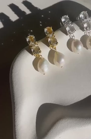 
                  
                    Load and play video in Gallery viewer, Modern Ayla Silver Bridal Earrings - Australian Jewellery 
                  
                