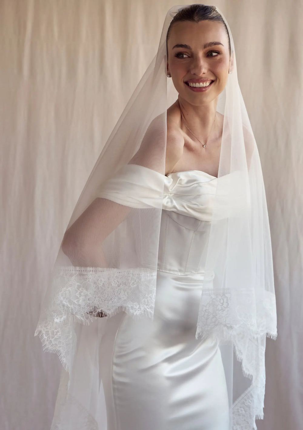 STEVIE IVORY MANTILLA LACE WEDDING VEIL Lolaknightofficial
