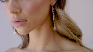 
                  
                    Load and play video in Gallery viewer, Vida Crystal Earrings - 18ct Gold for Modern Brides
                  
                