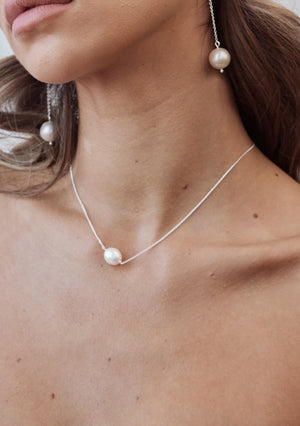 
                  
                    Load image into Gallery viewer, Elegant CLARA Silver Necklace - Bridal Jewellery Australia
                  
                