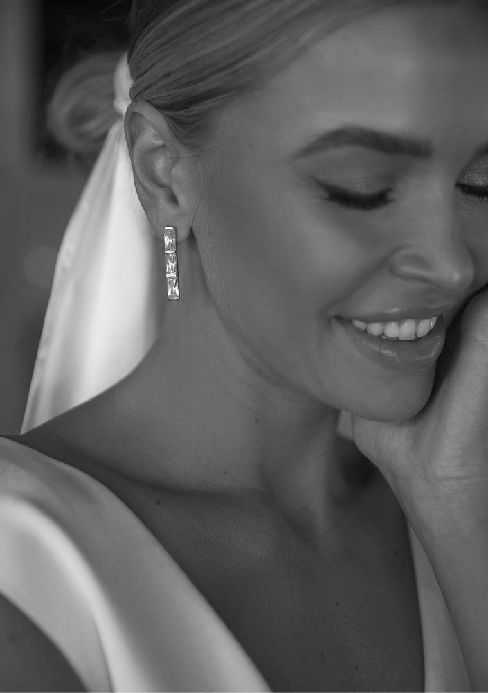 Goldie Large Earrings Silver - Bridal Jewellery Australia