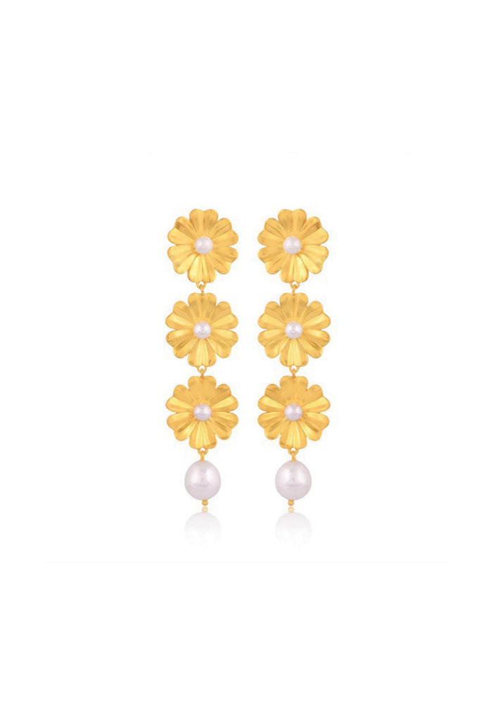 
                  
                    Load image into Gallery viewer, 18ct Gold Daisy Earrings - Bridal Jewellery Australia
                  
                