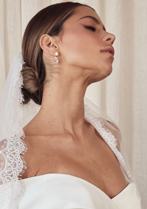 
                  
                    Load image into Gallery viewer, Elegant Ella Silver Earrings - Bridal Jewellery Australia
                  
                