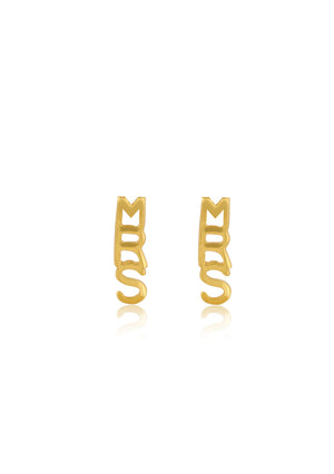 
                  
                    Load image into Gallery viewer, Elegant MRS Gold Earrings - Modern Bridal Jewellery Australia
                  
                