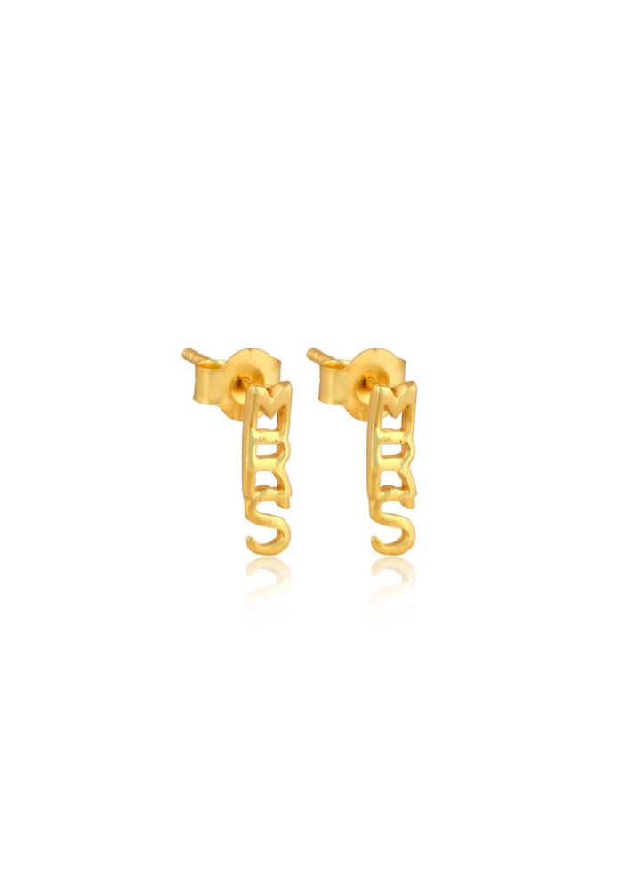 
                  
                    Load image into Gallery viewer, Elegant MRS Gold Earrings - Modern Bridal Jewellery Australia
                  
                