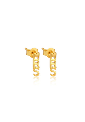 
                  
                    Load image into Gallery viewer, Elegant MRS Gold Earrings - Modern Bridal Jewellery Australia
                  
                