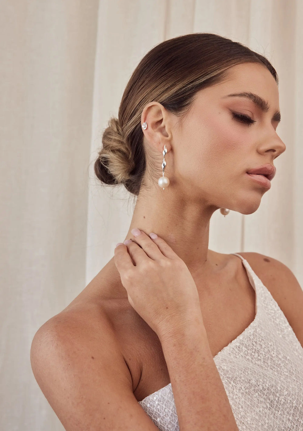 REMI -Modern Bridal Silver Earring - LOLAKNIGHT Australia
