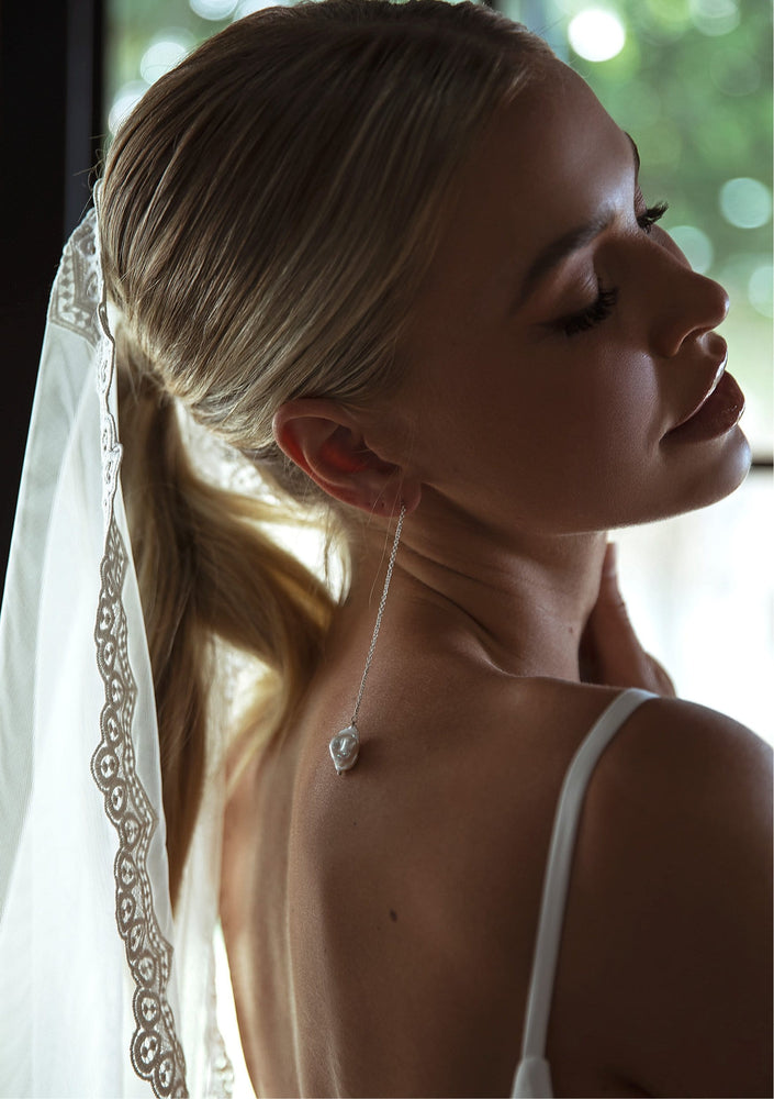 
                  
                    Load image into Gallery viewer, Pearl Hoop Bridal Earrings - Silver Jewellery Australia
                  
                