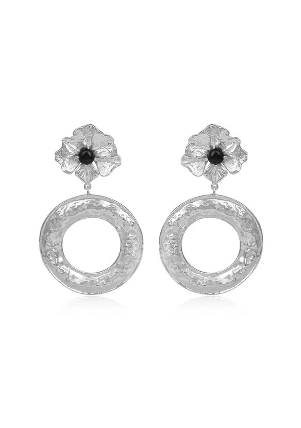 Sadie Black Onyx Silver Earrings - Modern Bridal Jewellery