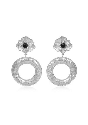 
                  
                    Load image into Gallery viewer, Sadie Black Onyx Silver Earrings - Modern Bridal Jewellery
                  
                