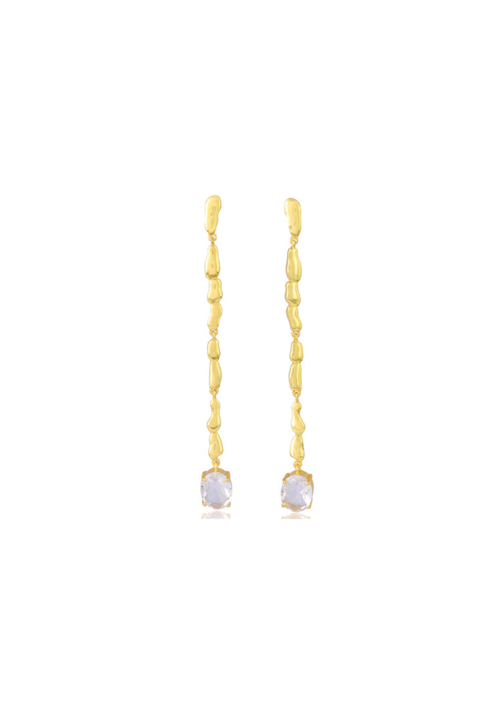 Vida Crystal Earrings - 18ct Gold for Modern Brides